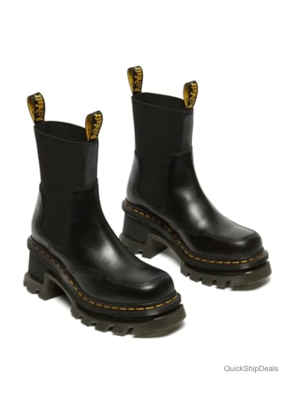 Dr. Martens Corran Chelsea Boots Leather Block Heel Ankle Bootie